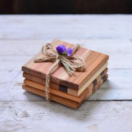 Natural colour wooden coasters set of four